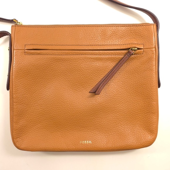 Fossil Handbags - Fossil Womens Crossbody Bag Fiona Tan Brown Pebbled Leather Small Medium